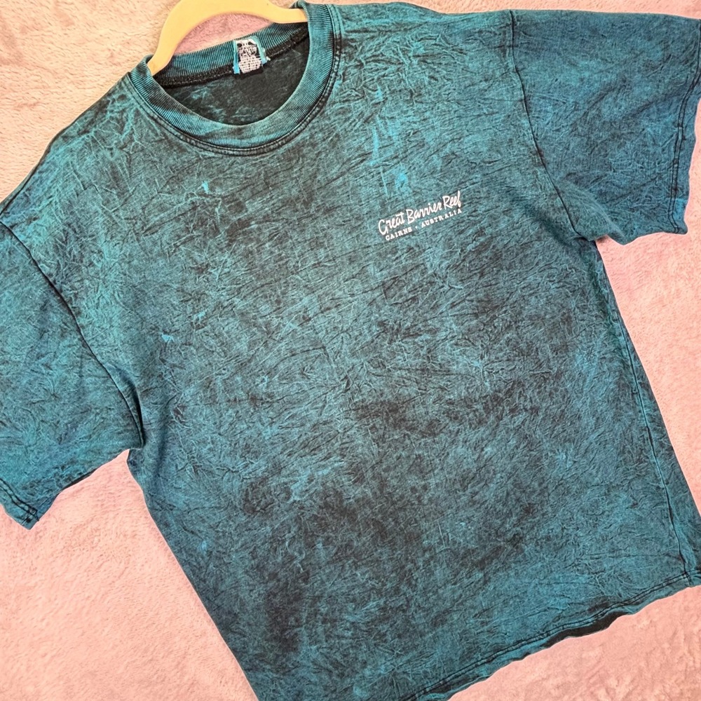 Vintage Kool Koala Mens T-Shirt XXL Teal Acid Wash Great Barrier Reef Australia